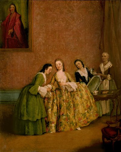 Dame beim Ankleiden oder Dame bei ihrer Toilette von Pietro Longhi